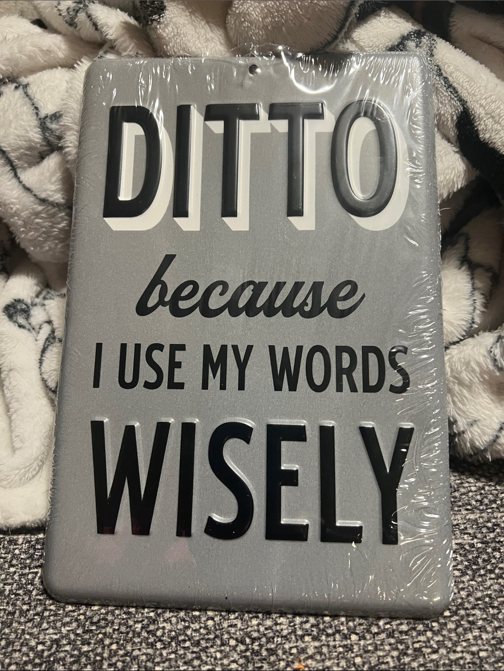 NWT Open Road Brands Gray 'DITTO because I use my words WISELY' Decorative Sign